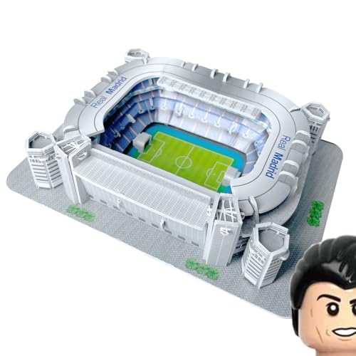 Habarri Mini Santiago Bernabeu Stadium Puzzle 3D - 3D Puzzle-Stadion - Kleines 3D Fußballstadion für Kinder und Erwachsene - Mini Fußballstadion Modell - Modellbau - 41 Elemente