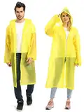 Opret 2 Stück Regenmantel Durchsichtiger Regenponcho für Damen Herren, Wiederverwendbar Wasserdicht Regencape Regenjacke, Eva Atmungsaktiv Regen Zubehör für Wandern Radfahren Camping Reisen