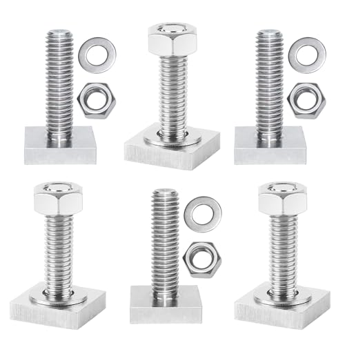 6 Stk T Nut Adapter Nutensteine Dachträger, M8 Nutenstein Set Klemmschraube mit Muttern und Unterlegscheiben Edelstahl Halterung Dachbox Befestigung Zubehör Kompatibel zu T Nut Schiene