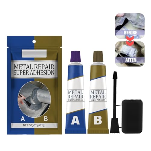 2 Komponenten Kleber für Metall, Metallkleber Hitzebeständig, Magischer Schweißkleber, Schweissnaht Kleber Metall Reparatur Paste A+B Glue-Industrielle Epoxidharz Kleber 50 Gramm