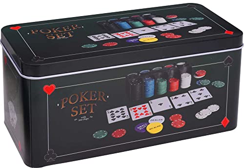 made2trade Pokerkoffer Texas Holdem mit zusätzlicher Spielamtte - 200x Poker Chips - Metallbox