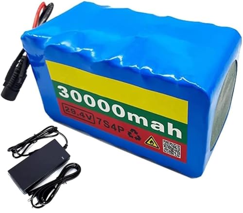 24V 30Ah Elektrofahrrad Lithium-Ionen wasserdichter PVC-Akku Ersatzbatterie für 200W 250W 350W Elektrofahrrad Scooter Motor, eingebauter BMS mit 42V 2A Ladegerät 24V 30Ah,T