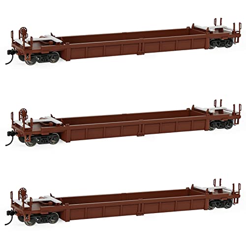 Evemodel C8749 HO Maßstab 12,2 m Brunnenwagen 1:87 konkaver Boden 40' flacher Autowagen (3 Stück - braun)