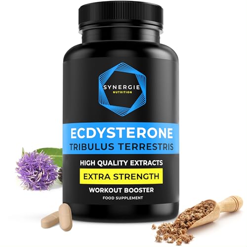 Ecdysteron aus Leuzea + Tribulus Terrestris Hochdosiert - Muskelaufbau Fitness Booster von Synergie Nutrition | 60 Tagesdosen | Extrakt 20:1 | 90% Saponinen