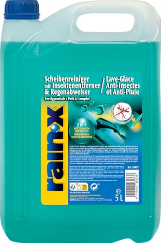 Rain-X Scheibenwascher mit Insektenentferner und regenabweisender Technologie - für klare Sicht - Hydrophober Technologie - 5L