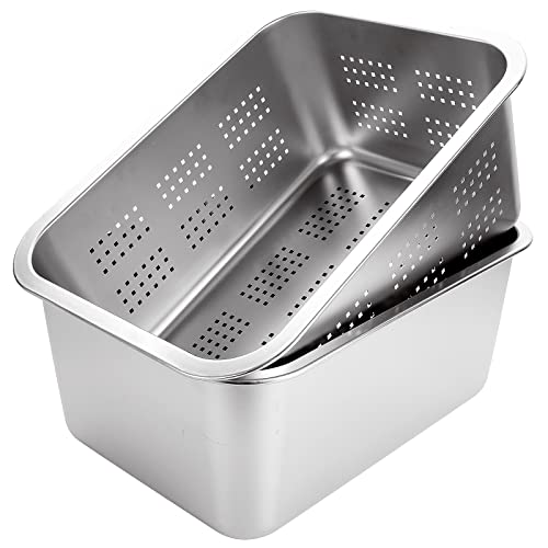 A Selected Spülschüssel und Siebschüssel, großes rechteckiges 10-Liter-Abtropfsieb, Rührschüssel-Set, Waschbecken, Geschirrwanne, 36 x 27 x 15 cm, 2 Stück, 1 Packung