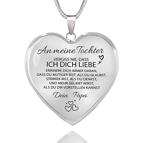 HAYOUWAY Kette Herz Halskette mit Motivierend Text An Meine Tochter Damen Mädchen, Mutter Tochter Kette Herz Anhänger Inspirierende Geburtstag Weihnachten Geschenke für Unsere Tochter von Mama Papa