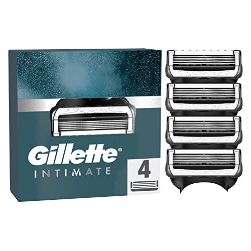 Gillette Intimate Rasierklingen für den Intimbereich, 4 Intimrasierer Ersatzklingen für Nassrasierer mit Gleitstreifen für eine sanfte Anwendung, dermatologisch getestete Klingen für Rasierer