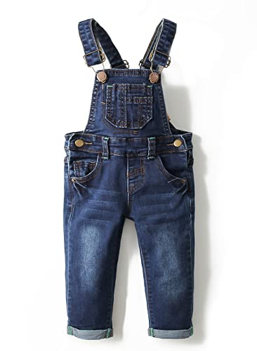 KIDSCOOL SPACE Baby Jungen Mädchen Jeans Overall,Kleinkind Schlank süßer Denim Pullover,Blau,3-4 Jahre