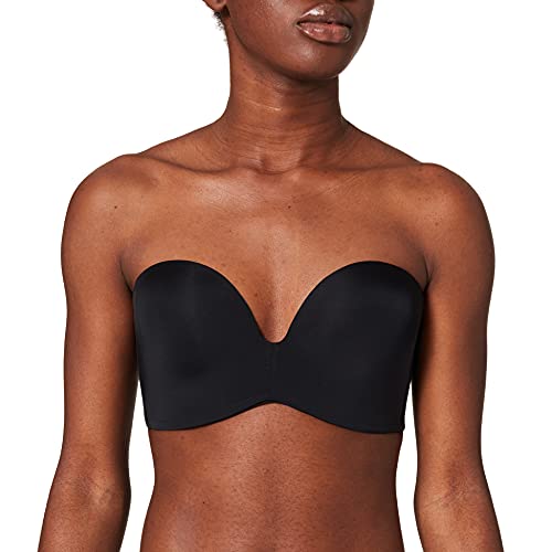 Wonderbra Damen Ultimate Strapless trägerloser BH nahtlos starker Halt Push-Up , Strapless-BHschwarz, 90D