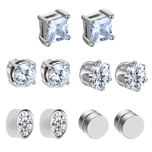 5 Paare 6mm Magnetische Ohrringe Herren Fake Ohrringe Edelstahl Magnet Ohrringe Magnetohrringe Damen Kein Piercing Magnetic Earrings Zirkon Ohrringe Magnetisch Für Geschenke Geburtstag Weihnachten