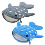 2Pcs Whale Shark Plush Coin Pouch, Mabor Cute Kawaii Wallet Whale Shark Coin Purse with Zipper Mini Cartoon Pouch Portable Sea Animal Change Purse for Girls Women