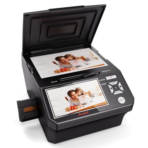 Multiscanner für Fotos, Dias und Negative, fotoscanner zum digitalisieren mit 5" LCD-Großbildschirm, Konvertieren Sie 35 mm, 110 Film/Foto/Visitenkarte in 22 MP Digital JPEG