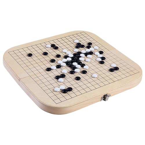 Klassisches asiatisches Spiel - Go-Spiel aus Holz, tragbares Brettspiel | Zusammenklappbares Go-Schachspiel für den Tisch, antikes chinesisches Brettspiel, Gomoku-Brettspiel aus Holz, Weiqi Go-Spiel,