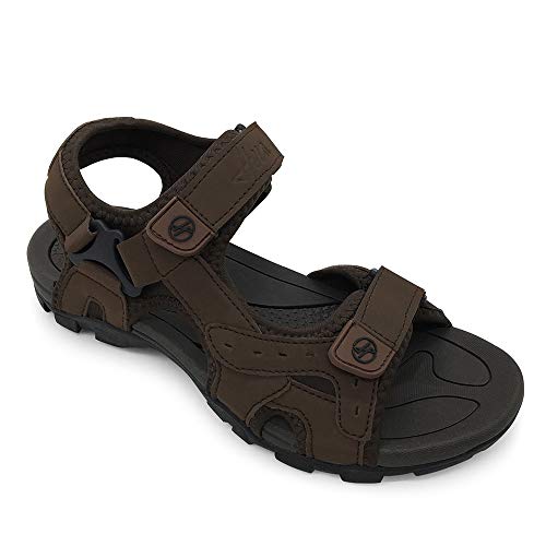 HEVA Sandalen Herren Leder Outdoor Sport Trekking Wander Sandalen (43 EU Braun)