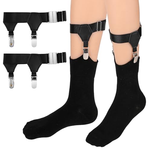 Mozeat Lens 1 Paar Socken Strumpfbänder Herren Socken Hosenträger Einstellbar Sockenhalter Schwarz Strumpf Garter Verstellbare Strumpfhalter Clips Rutschfeste Sockenriemen