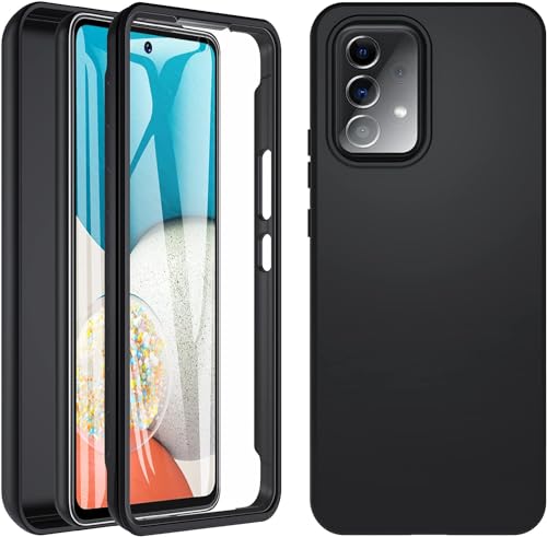 OWKEY für Samsung Galaxy A53 Hülle, Stoßfest Silikon Samsung A53 5G Handyhülle, 360° Rundumschutz Schutzhülle mit Integriertem Displayschutz, Bumper Case für Samsung Galaxy A53 (Schwarz)