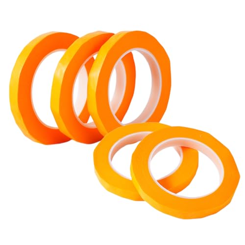 Hugwish 5pcs Selbstklebende Malerband 3/5/10/12 mm x 50 m, Abklebeband Lackieren Auto für Autolack Malerarbeiten Dekorieren