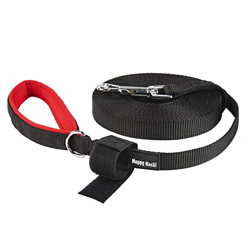 PETTOM Schleppleine für Hunde, 6m/10m/15m Robuste Hundeleine - Übungsleine mit Gepolsterten Griff, Trainingsleine Langlaufleine Langlebigem Nylon Übungsleinen Schwarz, 15m