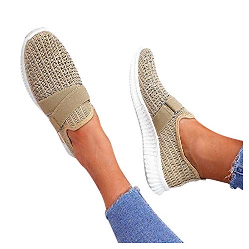 Fannyfuny Sneaker Ohne Schnürsenkel Damen rutschfeste Stoßdämpfende Athletische Schuhe Plateau Schutzschuhe Komfortabel Walkingschuhe Freizeitsportschuhe Plate Schuhe für Gehen Laufen Joggen Sports