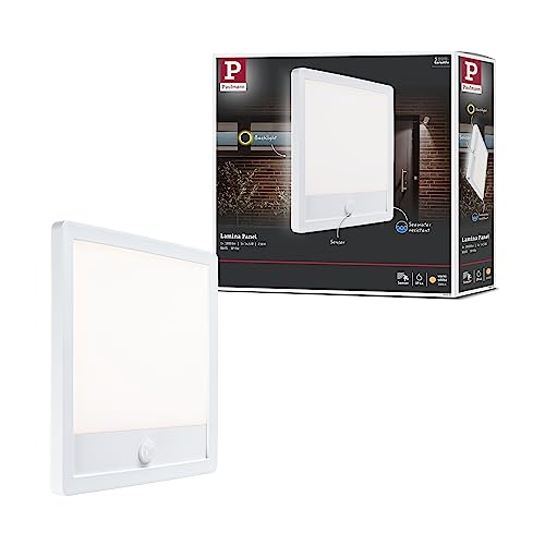 Paulmann 94663 LED Außenleuchte Panel Lamina mit Bewegungsmelder IP44 eckig incl. 1x14,5 W Warmweiß Weiß Außenpanel Kunststoff Lichtpanel 3000 K