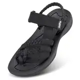 OutPro Damen Sandals Braided Strap, Sommerliche Fußgewölbeunterstützung Strandsandalen mit Offenem Zehenbereich und Klettverschluss Verstellbare Sandalen für Urlaub, Wandern, Reisen