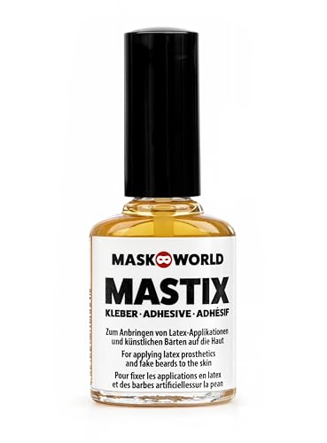 Mastix Hautkleber Pinselflasche 10ml - Kleber für falsche Bärte, Haare, Elfen-Ohren - Theater, Film, Make-Up Artists, LARP, Halloween