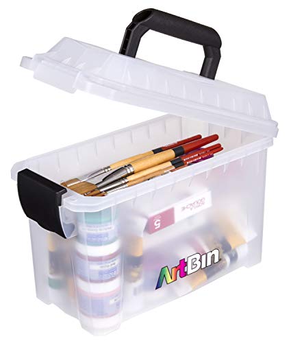 ArtBin 6815AG Mini Sidekick Tragetasche, tragbarer Kunst-und Handwerks-Organizer mit Griff, [1] Kunststoff-Aufbewahrungsbox, transparent, Legierter Stahl, farblos