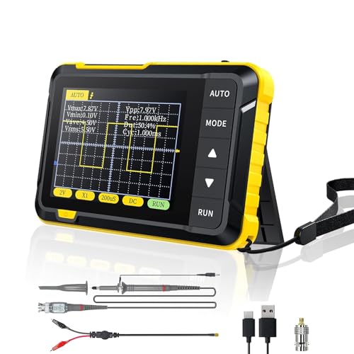 Oszilloskop Handheld, 400V 200 kHz 2,5 MS/s Oszilloskop, Echtzeit-Abtastrate Handoszilloskop mit OTA-Upgrade-Funktion, Tasche Oszilloskop für Einsteiger, Tragen Oszilloskop-Instrument