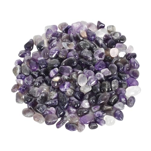 Colexy 100g Trommelsteine Mini Edelsteine Chips Heilsteine Kristall Steine Vase Füller Aquariumsand Blumentopf Deko Sand Steine für Sukkulenten Terrarium DIY Schmuckherstellung (Amethyst)