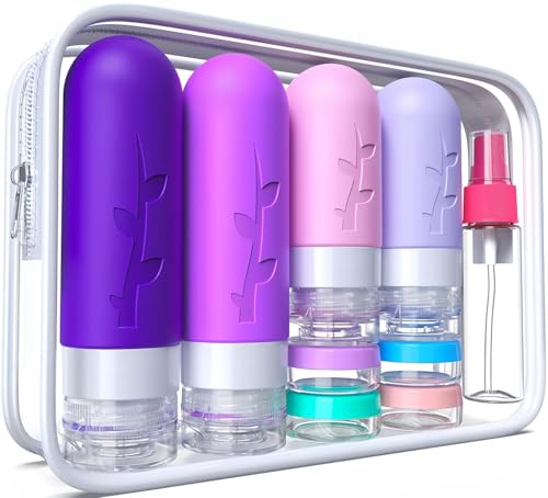 18 Stück Reiseflaschen Zum Befüllen, Silikon Reiseflaschen, Reiseset Flüssigkeiten Set mit TSA Genehmigt, Travel Essentials Nachfüllbare Reisegröße Flaschen, Reise Gadgets