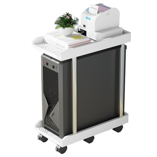 Niciksty Computer Tower Ständer 2 Schicht, PC Ständer Computer Ständer mit Rollen, Mobiler PC-Gehäuseständer, ATX-Gehäuse CPU Halter PC Ständer, Weiß