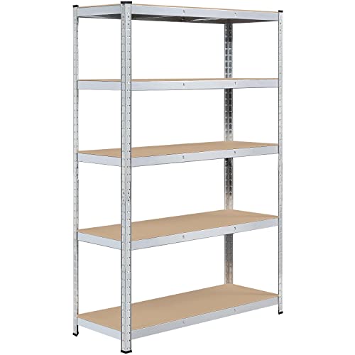 Yaheetech Schwerlastregal 180 x 120 x 45 cm Lagerregal 5 Böden Metall Regal Max. Belastbarkeit : 875kg Silbern