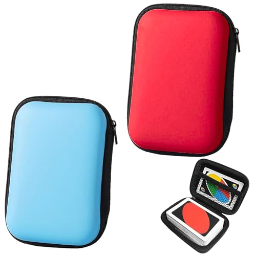 2 Stück Spielkarten Box, 11.5×8×4cm Spielkarten Etui Vollständig Erweiterbar Tasche für Kartenspiele Wasserdicht Kartenbox Spielkarten für die Lagerung von Spielkarten (Blau, Rot)