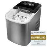 MEDION Eiswürfelmaschine (Eiswürfelbereiter, 2,2 Liter Wassertank, kurze Produktionsdauer 6-12 Minuten, 2 wählbare Eiswürfelgrößen, selbstreinigend, Edelstahl, MD17739)