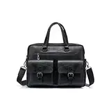 SLDEAF Umhängetasche Herren-Tote-Tasche PU. Lederaktenkoffer Männliche Laptoptaschen für Männer Handtaschen Computergeschäft Luxus Schulter Crossbody Bags(Black)