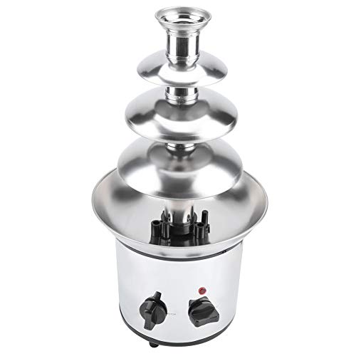 Wakects Schokoladenfondue-Brunnenhersteller, 4 Etagen, Edelstahl, elektrische Schokoladenschmelzmaschine für Einkaufszentrum, Hotel, UK-Stecker 220 V, 37,1 x 22,1 x 42,9 cm