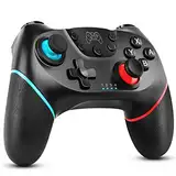 Dhaose controller for Switch, Bluetooth wireless pro controller for Switch/Switch Lite, with adjustable turbo function/dual shock/6-Axis Gyro (Nero)