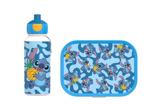 Mepal - Pausenset Campus - Set für Kinder mit Pop-up Trinkflasche & Lunch Box - Lunch-Set für die Schule oder unterwegs - Spülmaschinenfest - 400 + 750 ml - Stitch