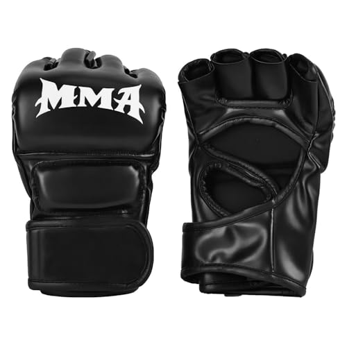 Ieron MMA-Handschuhe, Halbfinger-Boxkampfhandschuhe, Kickbox-Sparring-Praxis, UFC-Handschuhe für Frauen und Männer (Schwarz)