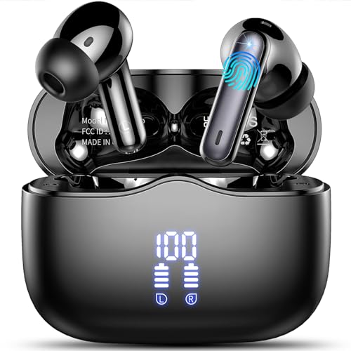 Bluetooth Kopfhörer, Kopfhörer Kabellos Bluetooth 5.3 In Ear Kopfhörer mit 4 ENC Noise Cancelling Mic, Kabellose Kopfhörer Tiefer Bass Wireless Earbuds 40Std, IP7 Wasserdicht Ohrhörer LED Anzeige