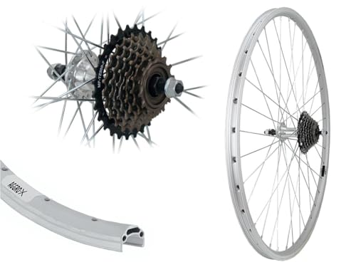 AGGRO-X 28 Zoll Alu Hinterrad 19-622 Laufrad Hohlkammer V-Profil Felgenbremse mit 7 Fach Zahnkranz 21 Gang