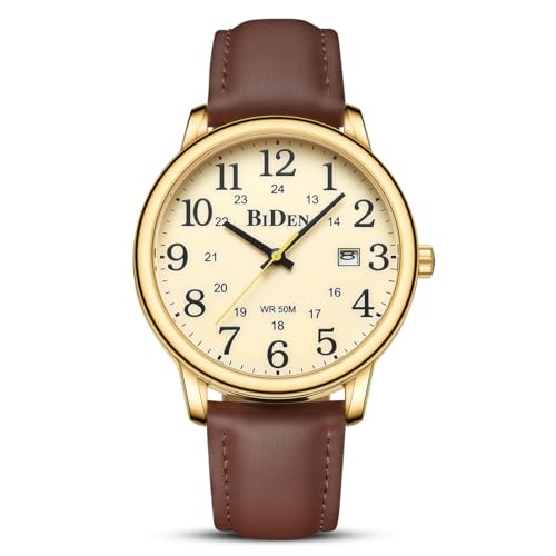 HANPOSH Uhren Herren Herren Uhr Analog Quarz Uhren für Männer Wasserdicht Armbanduhren Mode Business Uhr mit Datum Leder Band
