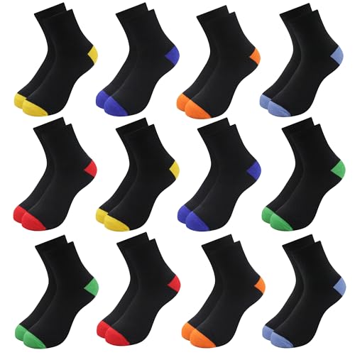 Uizuooy Socken Jungen 39-42 Socken Kinder 39-42 Jungen Kindersocken Unisex Sportsocken Fussball Baumwolle Kleinkind Sneakersocken Bunte Sommersocken Atmungsaktiv Tennissocken Kinder 12 Paar 2876