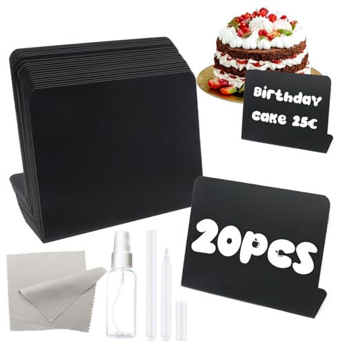Preisschilder Aufsteller Kleine Tafeln zum Beschriften - 20 Stück Buffet Schilder Mini Kreidetafel Tafel Buffet Schilder zum Beschriften 75x100 mm für Hochzeit Party L-Form