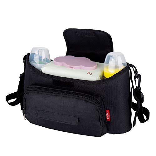 Lesfit Kinderwagen Organizer, Baby Tasche für Kinderwagen, Schwarz