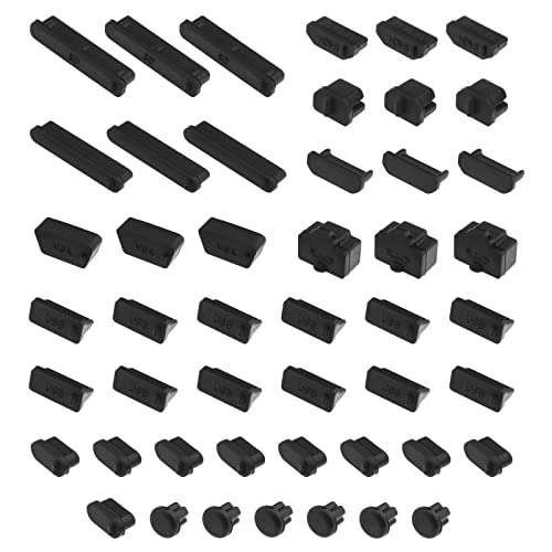 Be In Your Mind 48-teiliges USB-Port-Stecker-Abdeckungen-Set, Silikon, USB-Staubschutz, Ladeanschluss, Abdeckung, Set, elektronisches Zubehör für Handys, Laptops, Computer, Schwarz