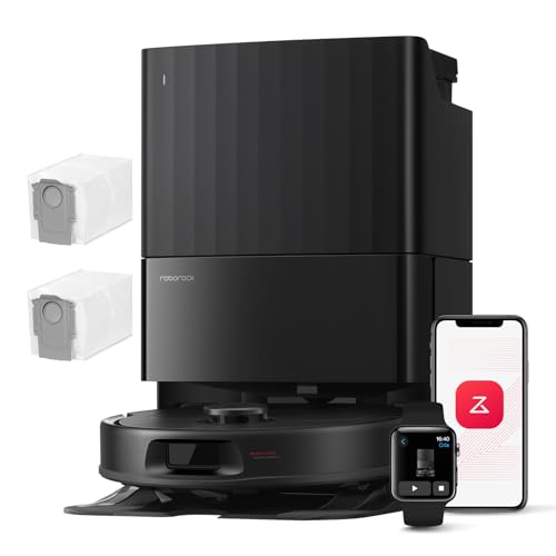roborock Qrevo Serie Saugroboter mit Wischfunktion, 8000Pa Saugkraft(verbessert von Qrevo S), Anti-Verfilzungs-Seitenbürste, Hindernisvermeidung, LiDAR-Navigation, All-in-One Dock,Schwarz(QV 35A Set)