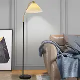 Wylolik Stehlampe aus plissiertem Stoff, nordische minimalistische Stehlampen, Sofa, hohe Leselampen, Innendekoration, vertikale Lampe, Stehlampen aus poliertem Metall, Marmorsockel für Wohnzimmer