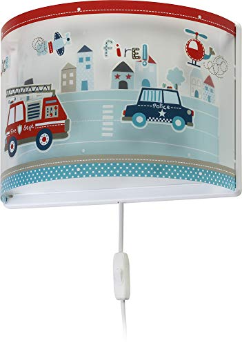 Dalber kinder Wandlampe kinderzimmer, Kinderlampe Wandleuchte Polizei Autos Police Blau, 60618, E27